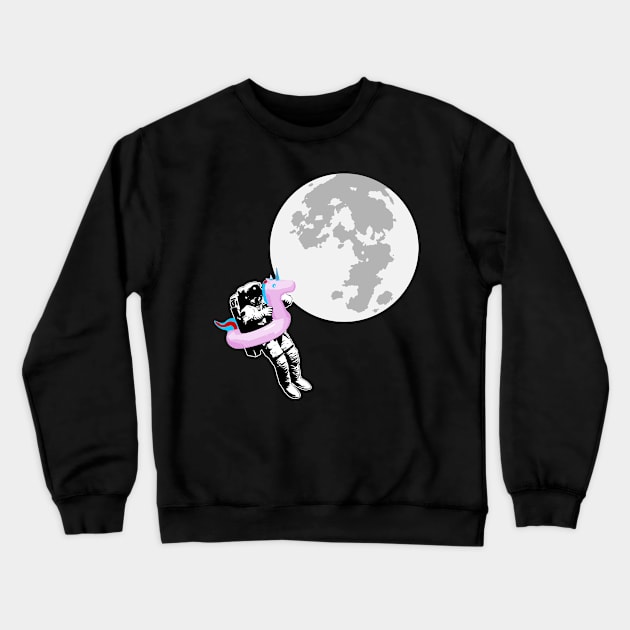 Funny Astronaut Water on the Moon Crewneck Sweatshirt by Huhnerdieb Apparel